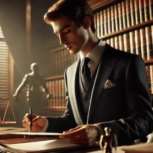 uma pessoa iniciando uma ação judicial