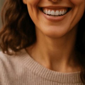 Pessoa sorridente em primeiro plano segura a chave de uma casa com expressão de conquista e satisfação, enquanto ao fundo aparece sua residência, levemente desfocada, em um ambiente externo com iluminação natural suave, transmitindo sensação de realização e novo começo
